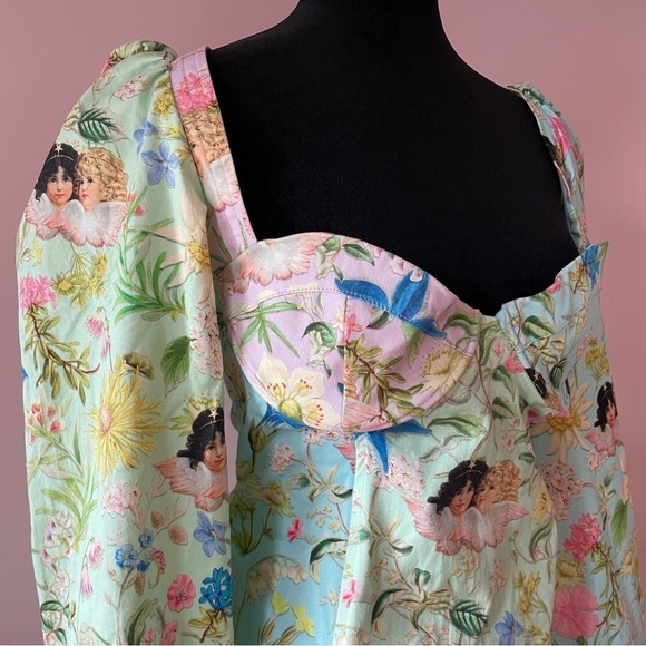 NEW! Fiorucci- Alpine Angels Mini Bodice Mini Dress Long Sleeve Size Large - Picture 10 of 16